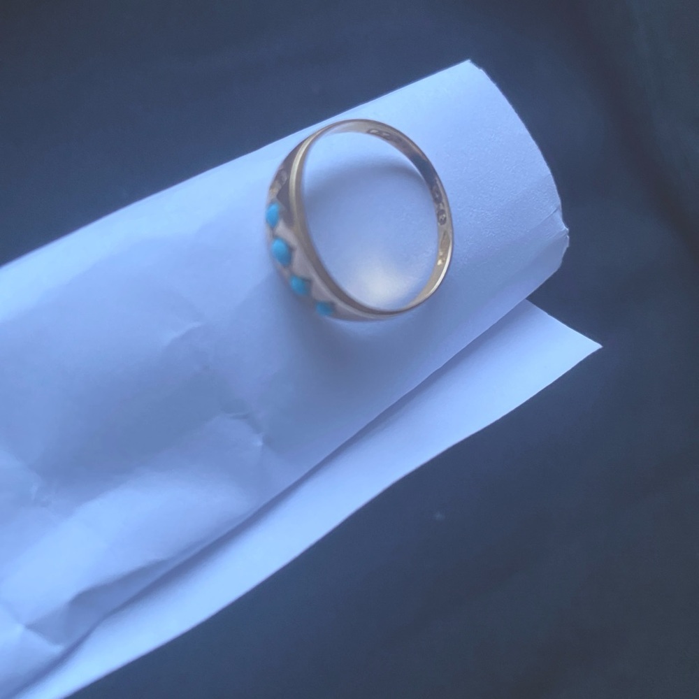 Victorian Gypsy 15k 18k Yellow Gold With Turquoise Women's Ring - Picture 4 of 4